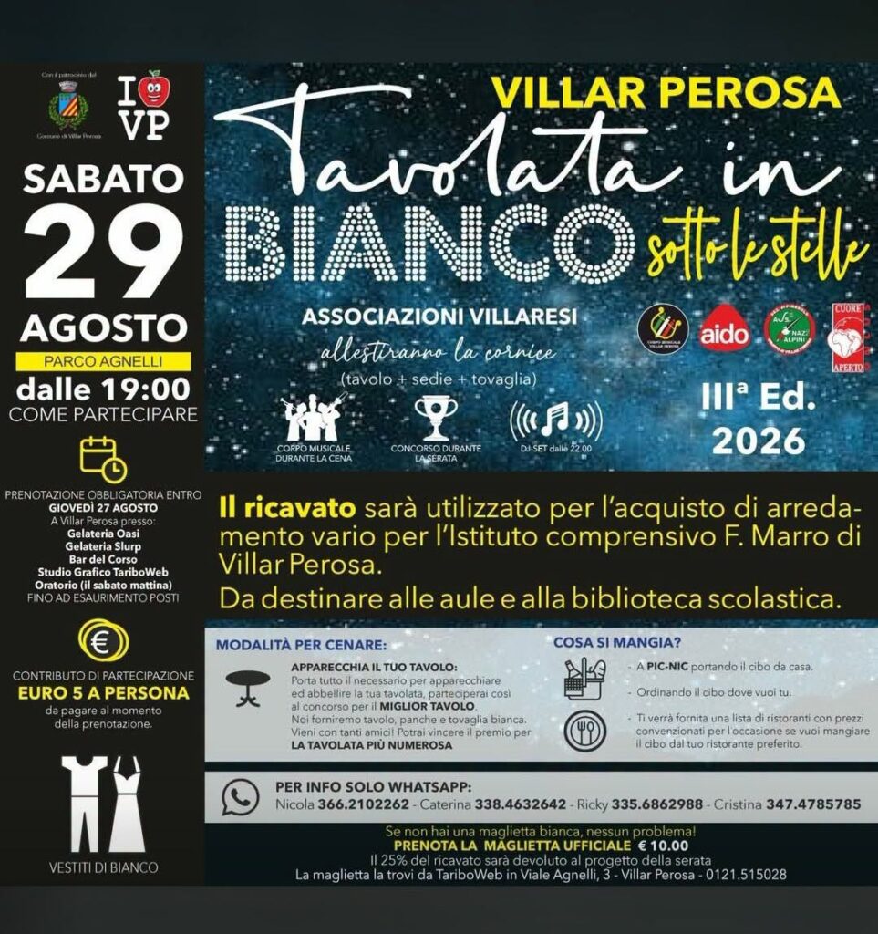 tavolata in bianco villar 2026